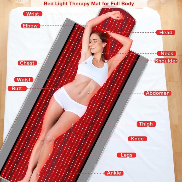 71""x 31"" Red Light Therapy Blanket, 1370pcs Led Red Light Therapy Mat, Near Infrared 660nm Full Body Pad with Multifunctional Controller and Timer for accelerates Cell Regeneration. , Black