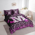 thumbnail image 3 of Feelyou Glitter Letter M Twin Bedding Sets 7-Piece for Girls, Dreamy Kawaii Butterfly Bedding Comforter Set, Fashion Romantic Reversible Sheet Sets, Super Cozy Room Decor, 3 of 7