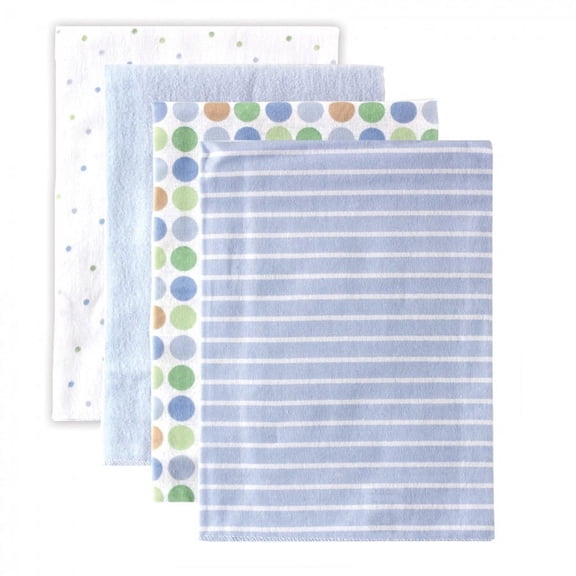 Luvable Friends Unisex Baby Cotton Poly Flannel Receiving Blankets, Blue Stripes, One Size