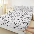 thumbnail image 3 of Feelyou Modern Fashion Ribbon Full Size Sheets for Girl, Black Butterfly Bed Sheets, Cartoon Stars Print Sheet Sets, Luxury Bedroom Decor, 4-Piece, 3 of 7