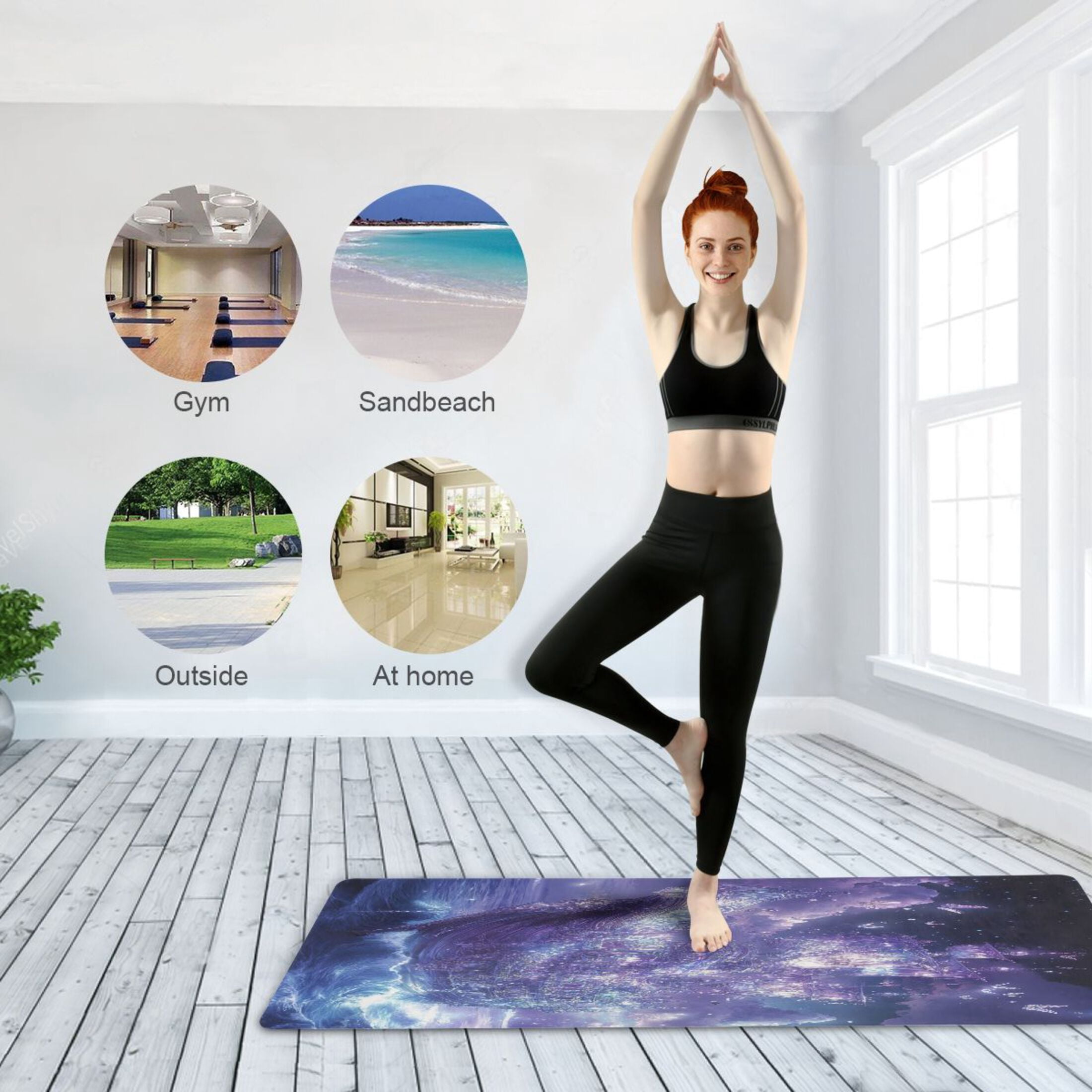 BZSMCE Yoga Mat Women Purple Crystal Ship Fitness Mat