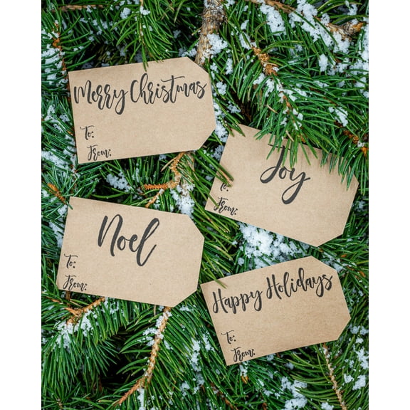 Charming Natural Kraft Christmas Holiday - To & From Gift Tags | 2 x 3" Inch - 100 Pack