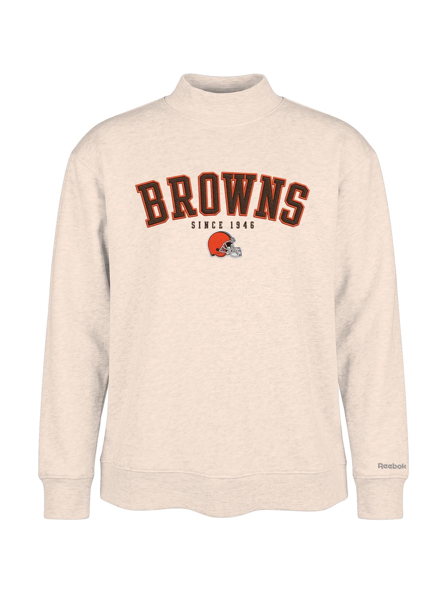 Cleveland Browns Reebok Womens Oat Mock Neck Oversized Tunic Sweatshirt