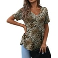 thumbnail image 3 of a.Jesdani Women's Plus Size Short Sleeve Henley Shirt V Neck Floral Blouses Tunic Tops for Women m-4x, 3 of 8
