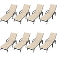 thumbnail image 1 of Chaises de Patio Chaises Longues d'Extérieur Ensemble de 8 - Inclinaison Réglable, Textilène Kaki, Dossier à 5 Positions pour Bord de Piscine, Jardin (Lot de 8), 1 of 7