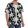 thumbnail image 2 of Sikiie Lilies Flowers Men's Wrinkle Free Untucked Cuban Shirt Business Casual Button Down Shirts Short Sleeve ShirtMedium, 2 of 5