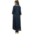 thumbnail image 4 of Bimba Designer Women's Cowl Maxi Navy Blue Dress With Printed Tassel Scarf - 4, 4 of 5