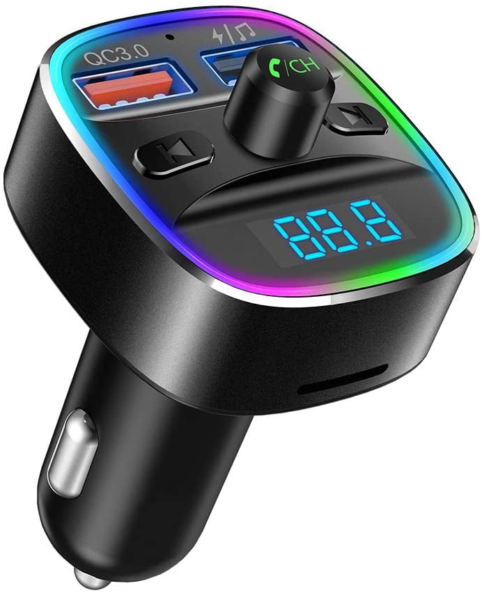 Auto FM Transmitter Bluetooth 5.0 Kfz Radio Adapter mit QC3.0 Dual USB Ladegerät 