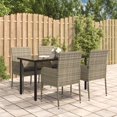 thumbnail image 1 of vidaXL 5 Piece Garden Dining Set with Cushions Black and Grey Poly Rattan, 1 of 5