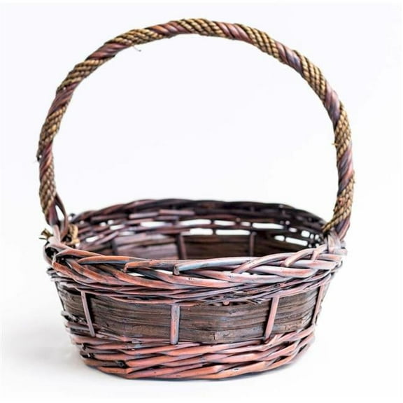 Round Mahogany with Handle Basket