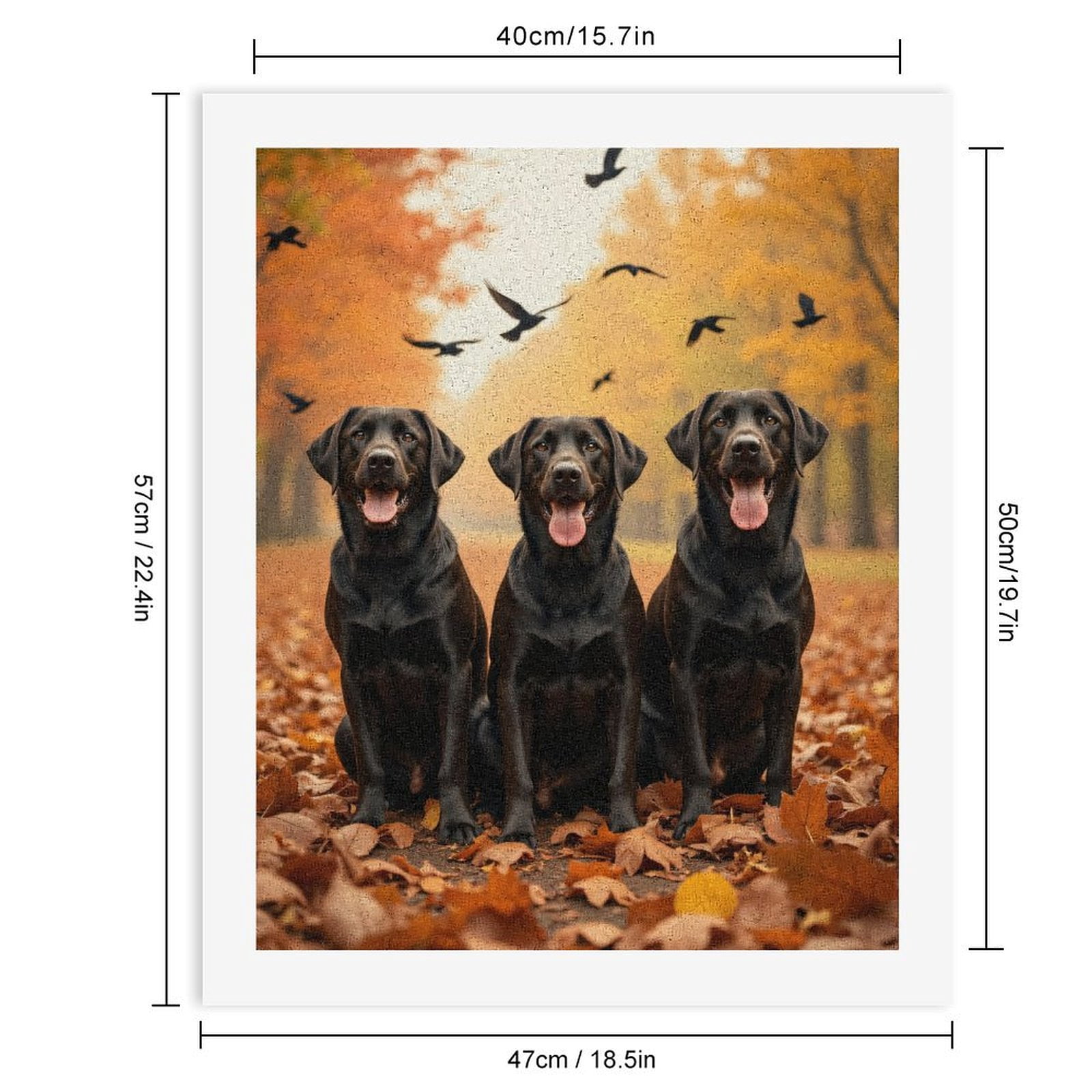 Paint By Numbers Kit for Adults Beginner - DIY Three Dogs Autumn Leaves Flock Birds Canvas Painting Kits for Adults, Frameless Paint By Number for Adults for Home Wall Decor 16x20 Inch