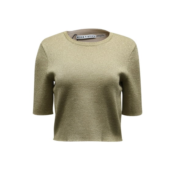 Pre-Owned Alice & Olivia Ciara Crop Top in Gold Metallic Cotton