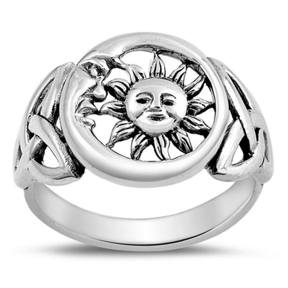 Sun Moon Universe Cute Ring ( Sizes 5 6 7 8 9 10 ) New .925 Sterling Silver Celtic Knot Band Rings (Size 5)