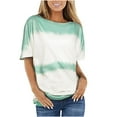 thumbnail image 2 of Nuoqisi Mode Femmes T-Shirt Imprimé Manches Courtes Col Rond T-Shirt Décontracté Hauts Blouse Femmes T-Shirts Plissés Manches Courtes Hauts Décontractés Habillés Blouses Patchwork T-Shirt Blouse, 2 of 4