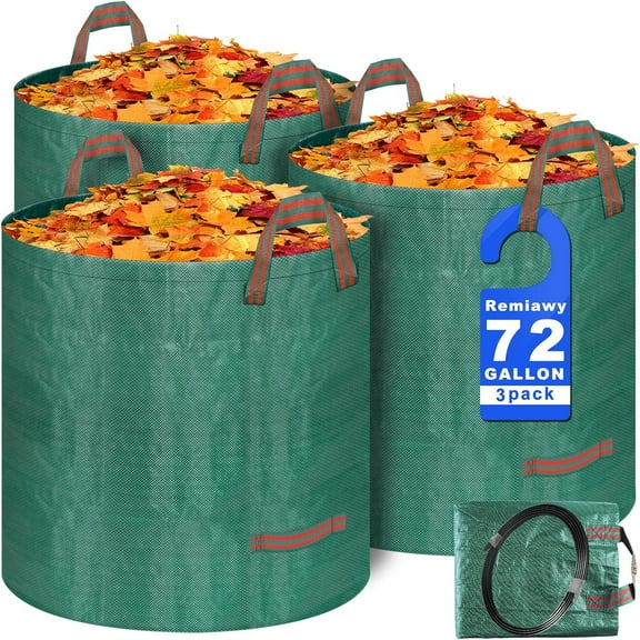 Reusable Yard Waste Bags, 72 Gallon Lawn And Leaf Bags 3 Pack