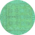 thumbnail image 1 of Ahgly Company Indoor Round Oriental Turquoise Blue Traditional Area Rugs, 3' Round, 1 of 4