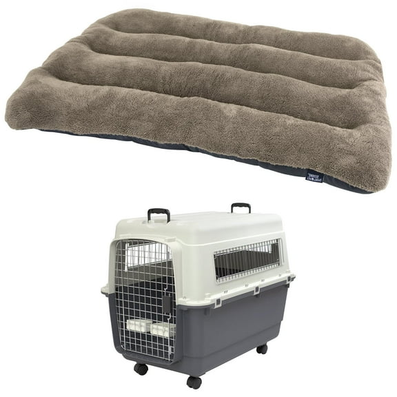 Kennels Direct Premium Plastic Dog Kennel and Travel Crate, X Large, with Sportpet Designs Waterproof 33" pet bed , X Large