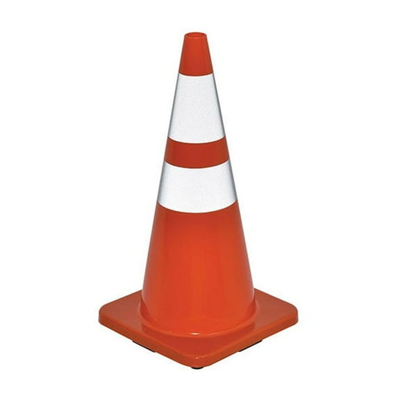 Global Industrial 28"" Traffic Cone Reflective Solid Orange Base 7 lbs.
