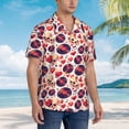 thumbnail image 3 of Bingfone Men's Short Sleeve Button Down Shirts Hawaiian rock Skull record heart Printed Beach Shirt, 3 of 7