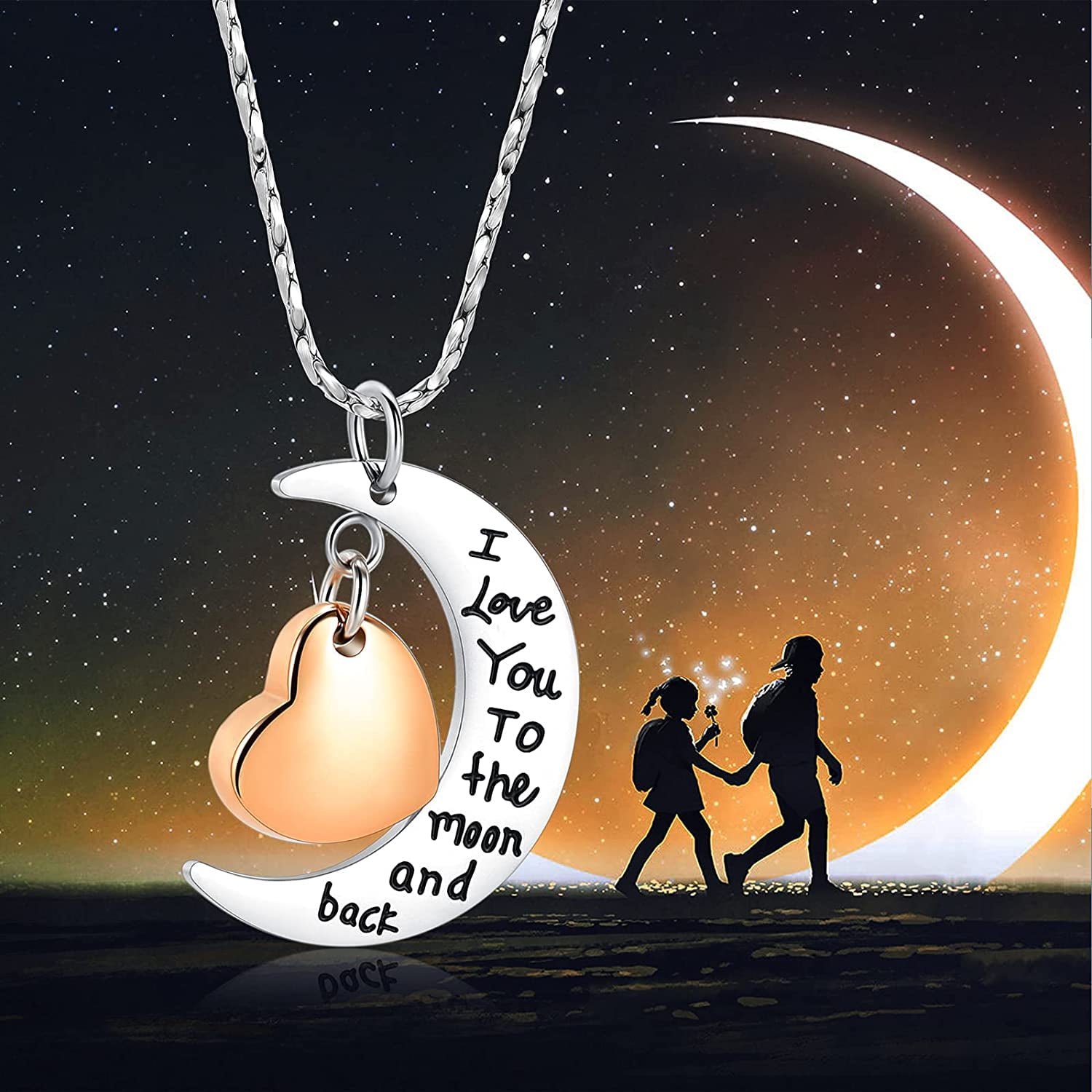 I love you to the moon and back cremation necklace clearance