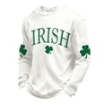 thumbnail image 4 of Jinhomg Men Waffle Workout Top Shirt for Men Long Sleeve Shamrock Graphic Sweatshirt Irish Crewneck Atheletic Gym Shirts White,S, 4 of 4
