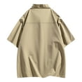 thumbnail image 4 of Lovskoo Shirts for Men Collared Short Sleeve Solid Color Pocket Lapel Top Shirt Vacation Beach Summer Tops Khaki, 4 of 8