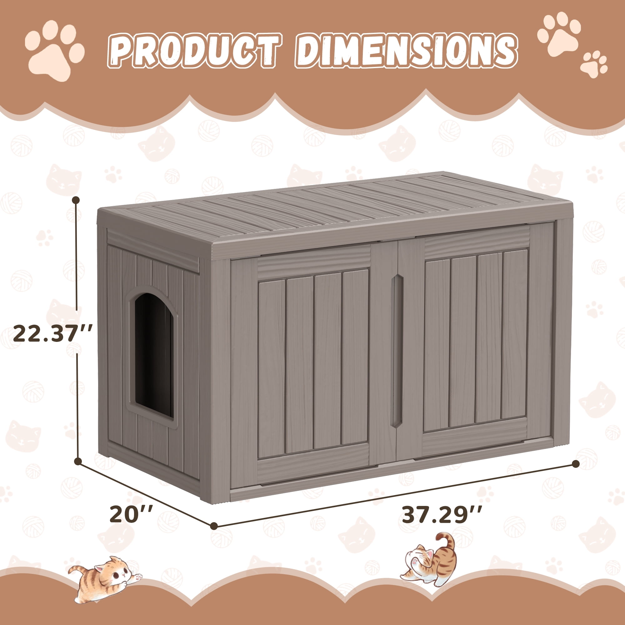 EASY UP Indoor & Outdoor Cat House - Durable Resin Design with Easy Assembly, Multi-Functional & Waterproof Pet Shelter(GRAY)