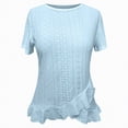thumbnail image 5 of Kaprioy Women's Ruffle Hem Short Sleeve T-Shirt, Casual Summer Crew Neck Blouses Top, 5 of 6