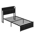 thumbnail image 2 of VECELO Twin Size Bed, Metal Frame Platform Bed Frame, PU Leather Upholstered Headboard with Storage Charging Station, No Box Spring Needed, Sturdy for Bedroom, Black, 2 of 13