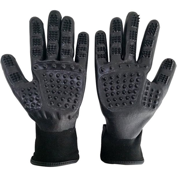 2 guantes de aseo para masaje, cepillo de limpieza para mascotas, peine de masaje para baño, cepillo de silicona suave, peine para mascotas para perros/gatos/conejos, negro brillar Electrónica