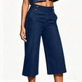 thumbnail image 6 of Oksale Denim Wide Leg Capris for Women Stretch High Waisted Jean Capri Pants with Pockets Loose Cozy Summer Vacation Outfits 2026 Dark Blue L, 6 of 9