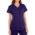 thumbnail image 4 of Scrubs for Women – Ultra Soft 4-Way Stretch V-Neck Top with Convenient Pockets, Easy Care Fabric Dark Purple XL, 4 of 4