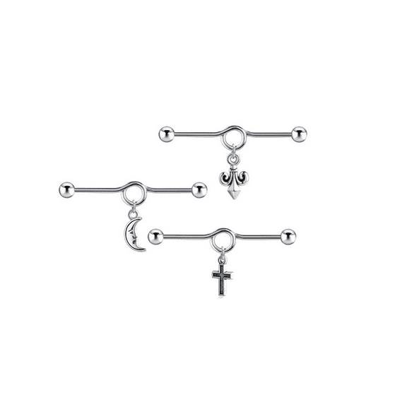 Vogem Silver 3Pcs Body Piercing Set Stainless Steel Barbell Helix Piercing Jewelry Ear Lobe Nose Studs Septum Labret Eyebrow Nipple Tongue Cartilage Earring Belly for Women Men