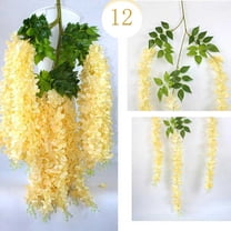 Fake Flowers Promotion Sale! Nomeni 12 Pieces (Each 45Inch) Wisteria Artificial Flower Bushy Silk Vine Ratta Hanging, Home Decor Clearance Sale Yellow