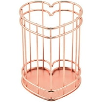 Hzzsbu Etal Heart Pen Holder, Openwork Desktop Organizer for Writing Utensils or Makeup Brushes, Office Desk Decor
