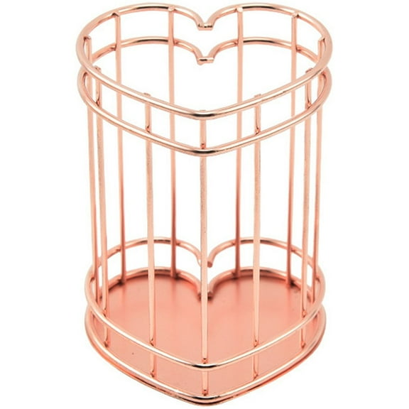 Hzzsbu Etal Heart Pen Holder, Openwork Desktop Organizer for Writing Utensils or Makeup Brushes, Office Desk Decor
