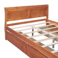 thumbnail image 4 of Full Size Platform Bed with 4 Drawers, Wooden Sleigh Bed with Streamlined Headboard & Footboard, Solid Wood Bed Frame with Slats Support, No Box Spring Needed, Oak, 4 of 9