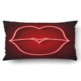 thumbnail image 1 of BSDHOME Femme Néon Baiser Lèvres Rétro Taie d'Oreiller Taie d'Oreiller Couverture 20x30 Pouces, 1 of 1