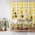 thumbnail image 2 of Shower Curtain Bee Sunflowers Gnomes Bathroom Curtains with Hooks, Waterproof Fabric Yellow Plaid Wood Welcome Bath Shower Curtains Set for Bathroom Bathtubs Decor 72x72 Inch, 2 of 9