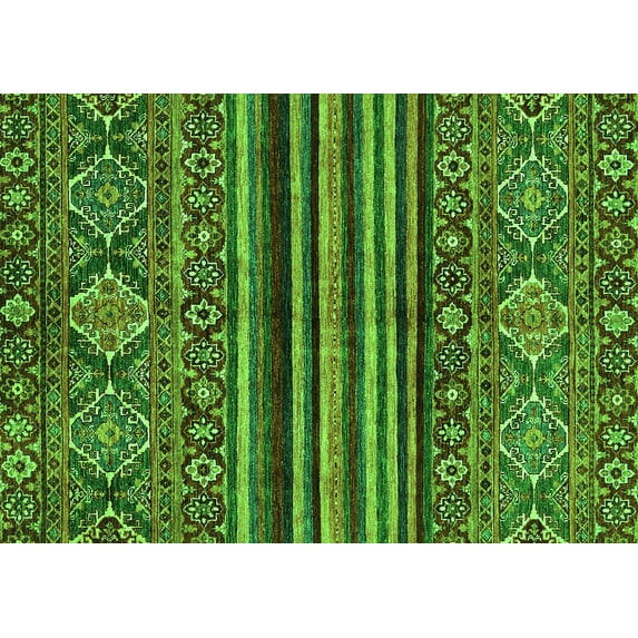 Ahgly Company Indoor Rectangle Abstract Green Modern Area Rugs, 5' x 7'