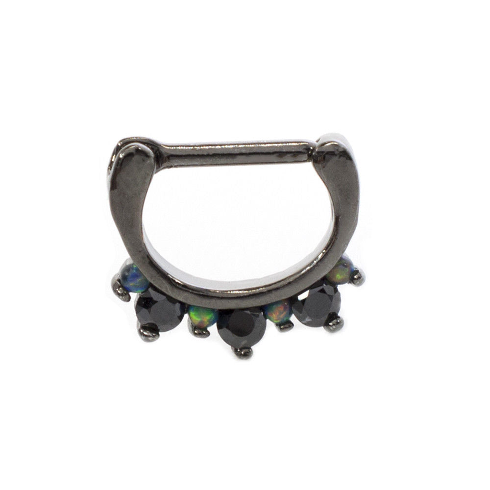 Septum Clicker with Prong Setting Cubic Zirconia Gems 16g