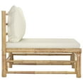thumbnail image 2 of vidaXL Garden Middle Sofa with Cream White Cushions Bamboo, 2 of 4
