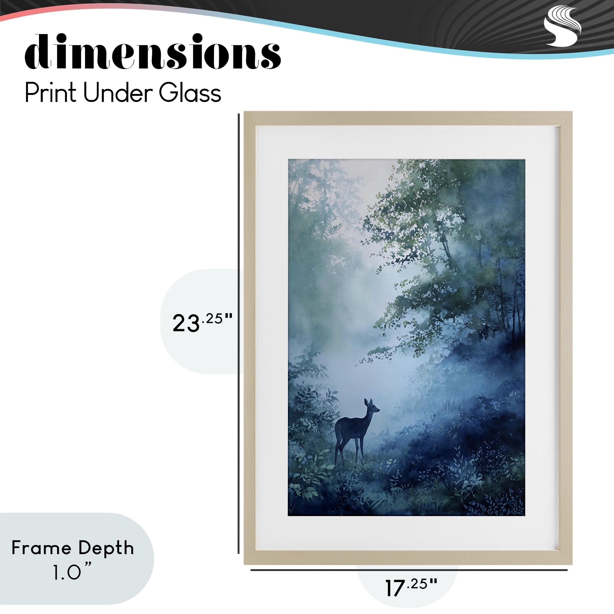 Stupell Industries Blue Dawn Deer in Mist Birch Framed Print Under Glass, design by Franklyn Gregory