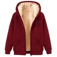 thumbnail image 5 of GaThRRgYP Chic Women's Winter Fluffy Coat,Women's Fashionable Printed Fleece Hooded Sweatshirt Jacket Wine XXXL, 5 of 8