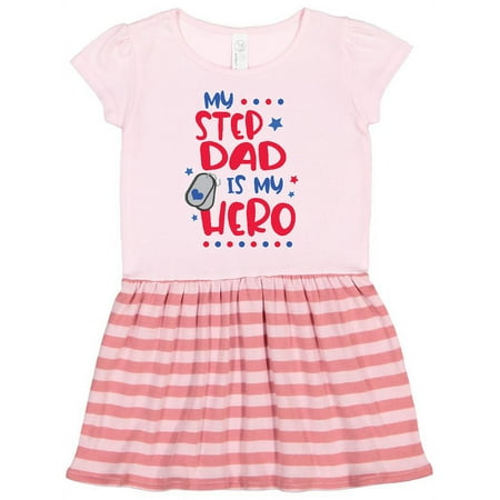

Inktastic Memorial Day My Step Dad is My Hero Gift Toddler Girl Dress