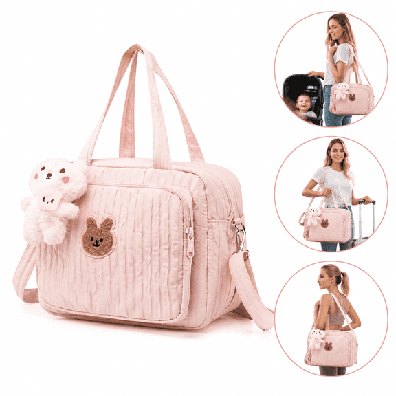 Pañaleras Para Bebe, Diaper Bag Tote, Small Diaper Bag, Baby Girl Diaper Bag, Baby Bag for Mom, Pink Diaper Bag, Cute Diaper Bag, Multi-Purpose Crossbody Baby Travel Storage Bag