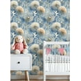 thumbnail image 3 of Retro Peel and Stick Wallpaper Dandelion Heads Blue Soft Watercolor Style Wall Mural 23.6in x 9.8ft Self Adhesive Removable Wall Paper Renter Friendly Wallpaper for Nursery Bedroom Cabinets, 3 of 8
