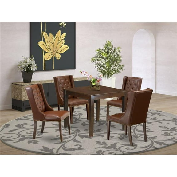 5 Piece Oxford Kitchen Room Table Set - Mahogany & Brown