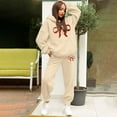 thumbnail image 2 of Sweatsuits for Women 2 Piece Long Sleeve Bow Print Hooded Pullover and Sweatpants 2025 Fall Lightweight Casual Baggy Tracksuit, 2 of 4