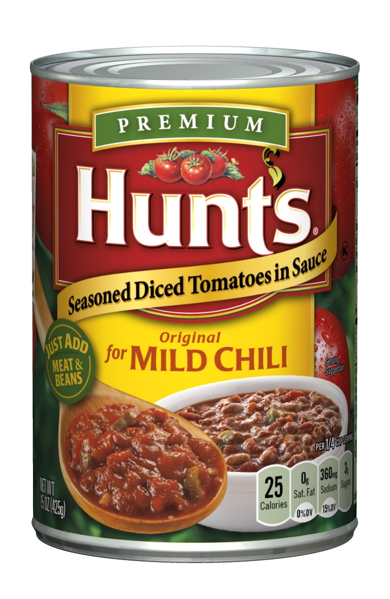 Hunts Seasoned Diced Tomatoes in Sauce for Mild Chili 15 oz